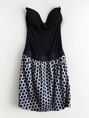 WYL Metro Park Strapless Dress Black Polka Dot Bubble Skirt Size Large